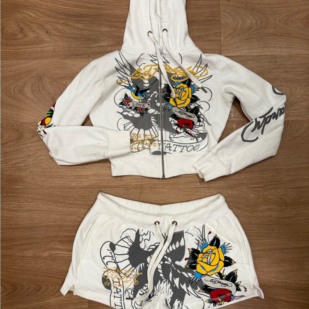 Ed Hardy Women's White Graphic Shorts